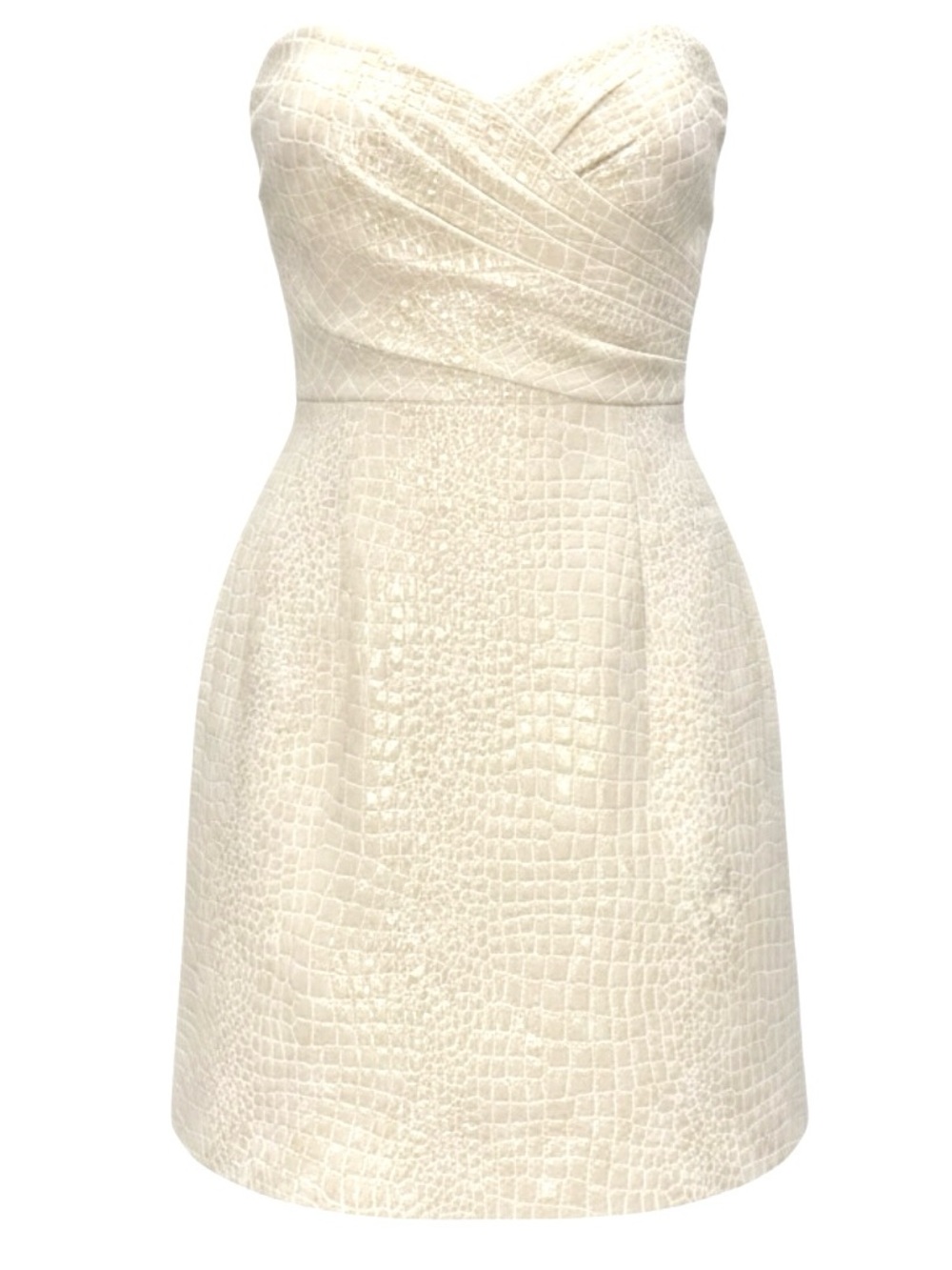Laundry by Shelli Segal Strapless Off White Cream Textured Cocktail Dress 8